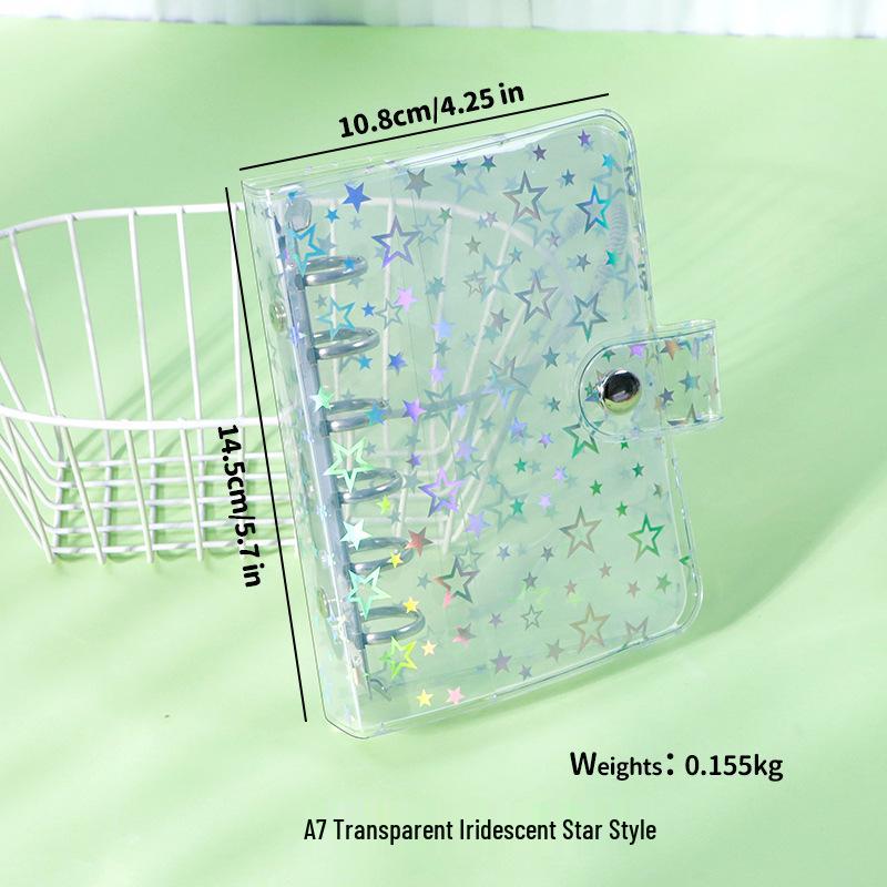 Couverture transparente A7 en PVC à 6 trous pour carnet à feuilles mobiles