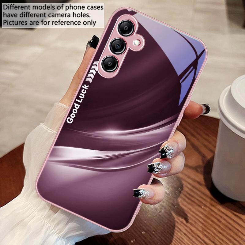 Lucky Gradient Ripple For Samsung Galaxy A14 4G 20 30 52 20S 21S 22 32 33 34 42 50 51 53 54 70 71 72 73 5G Glass Phone Case