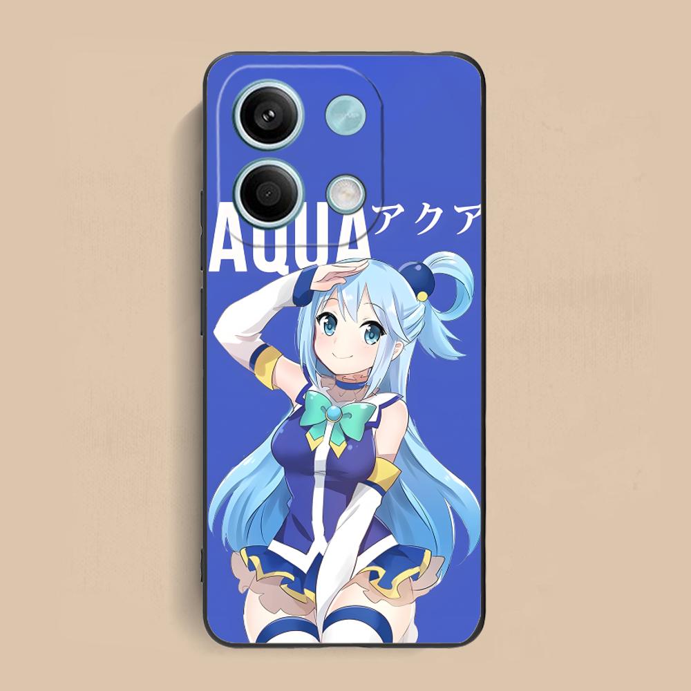 Konosuba Aqua Matte TPU Mobile Phone Case for Xiaomi Redmi 15 14 13 12 A5 3 2 1 C Plus 4G 5G Colorful Printing Cover