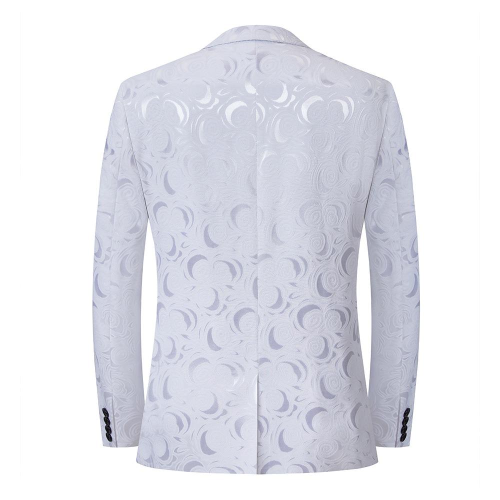 Mens Red Blazer Luxury Rose Patterned Jacquard Suit Jacket