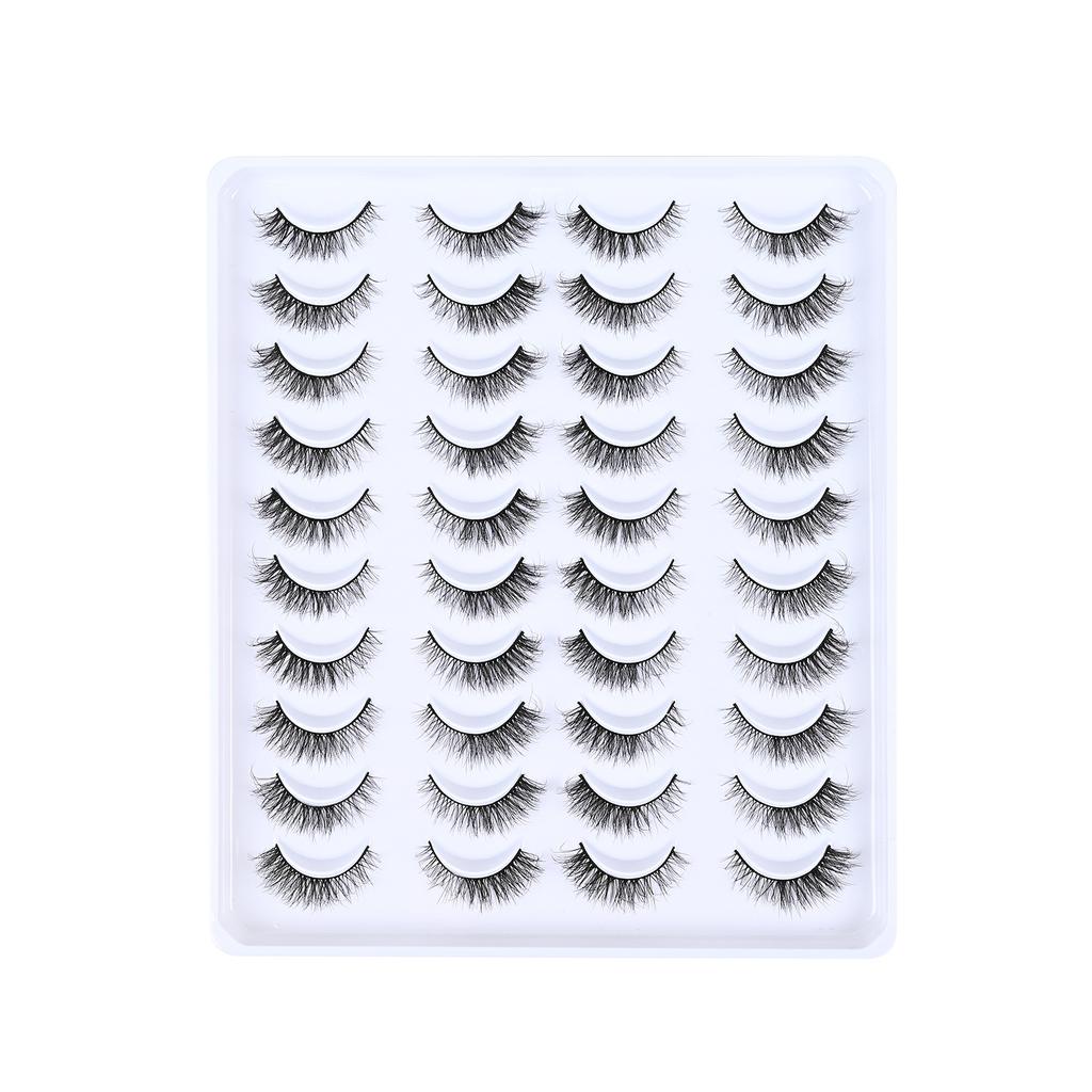 2026 False Eyelashes One Piece Natural Curl Pocket Sweet False Eyelash Tuft Women's Group Short 20 Pairs