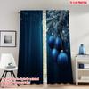 2pcs 2D Flat Printing Happy Christmas Scene Curtains Christmas Ornament Blue Bauble Digital Printed Polyester Drapes Festive