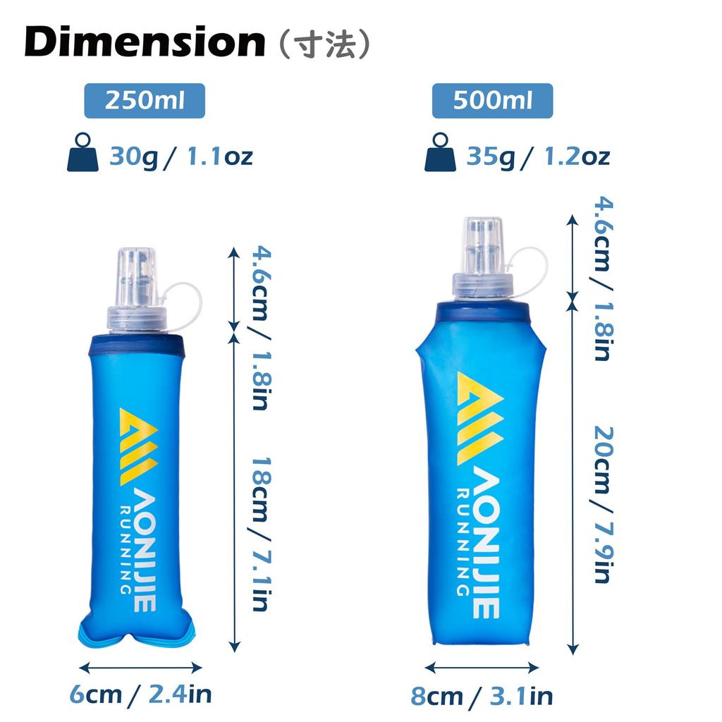 TRIWONDER Running Soft for and Trail Running 500ml Flask, Foldable, Squeeze-Capable, Marathons, Cycling, Hiking, (01# - 2-Pack)