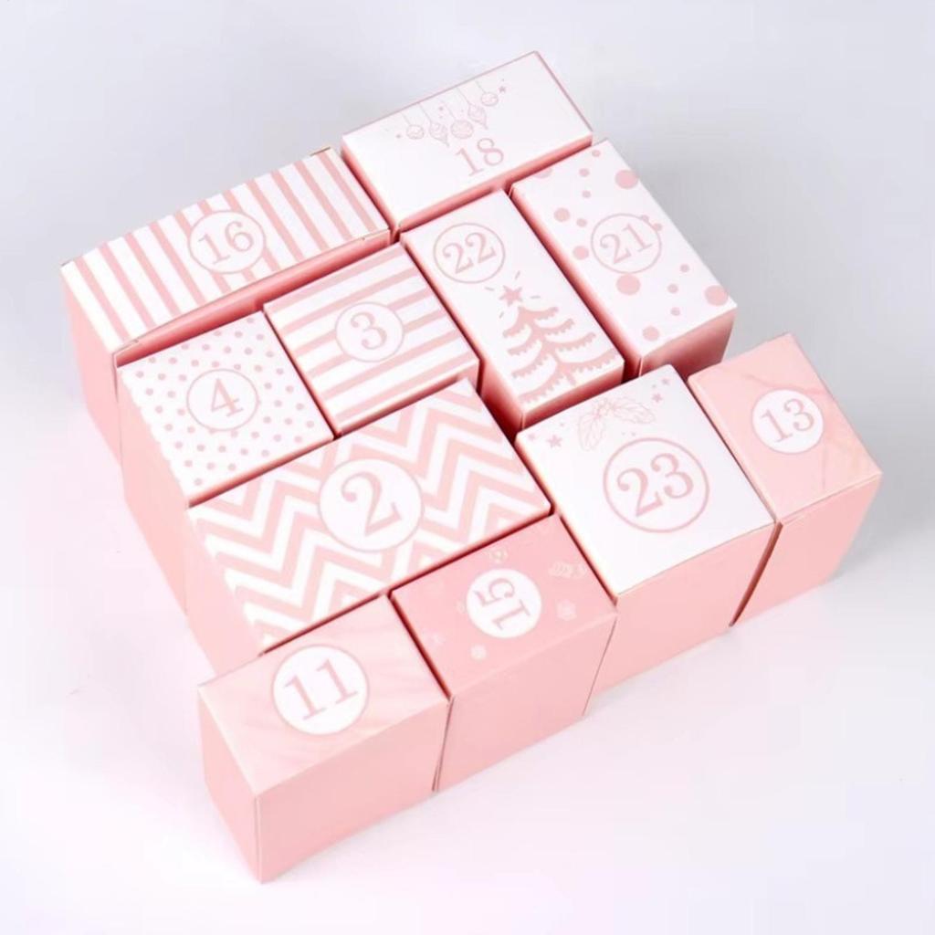 2025 Christmas Empty Countdown Calendar Boxes 24 Day Foldable Candy Countdown Box for Activities Gathering Girls Party