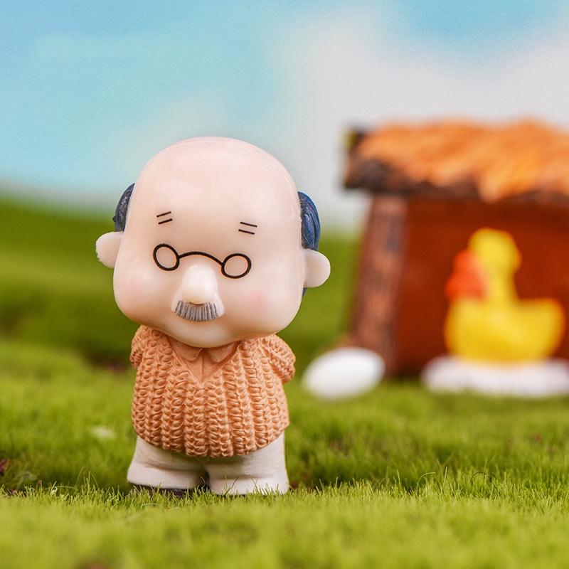 4Pcs/set Cartoon Lovers Grandparents Miniatures DIY Fairy Garden Dollhouse Decoration Moss Terrarium Micro Landscape