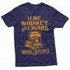 Unisexs Funny I Like Whiskey and Cigars Printed T Shirt Tops Interesting Whisky Cigar Graffiti Image Unisex High Quality Cotton Tee