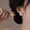 Sweet Imitation Pearl Petal Stud Earrings for Women Girls Korean-Style Temperament Flower Drop Earring Party Jewelry Accessories
