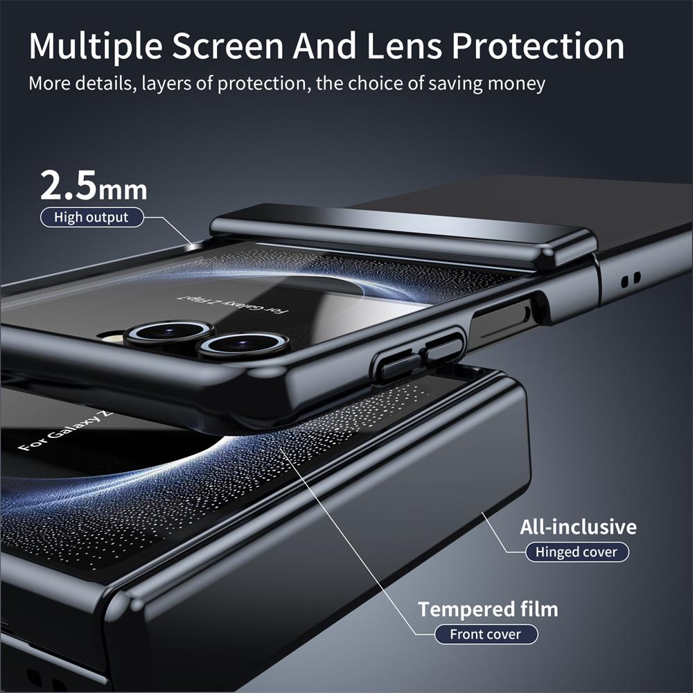 Luxury Matte Plating AG Hinged Phone Case For Samsung Galaxy Z Flip 7 FE 6 5 4 3 Screen Protect Film Hard Shell Shockproof Cover