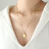 Fashion Simple Design Necklace Stainless Steel Plated 18k Gold Double Round  Pendant Necklace