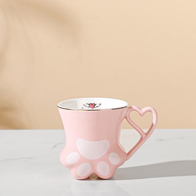 Love Hand Held Single Cup for Girls Cute Ceramic Cup for Cat High Value Large Capacity Water Cup Creative Office Mug