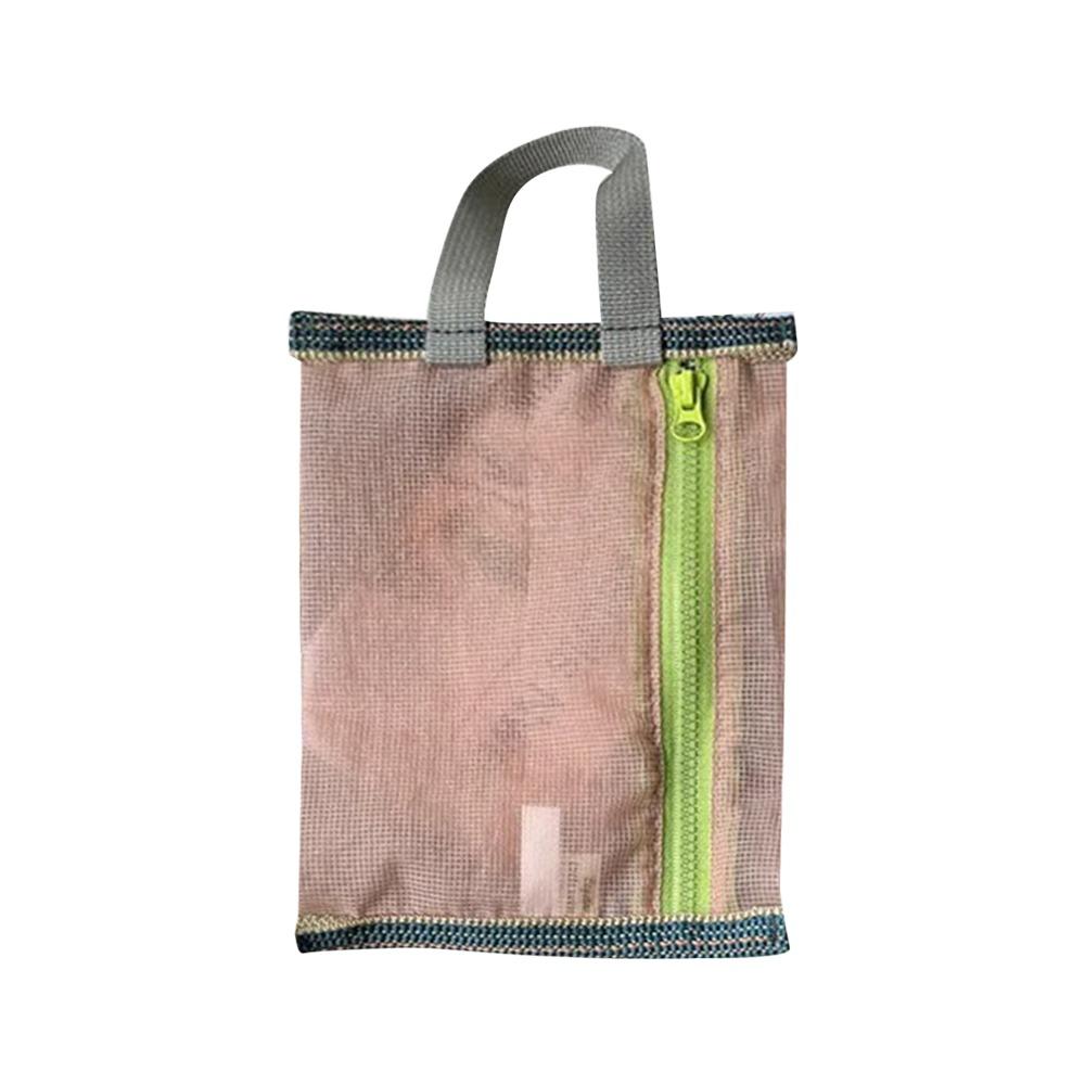 

Nylon Translucent Mesh Storage Bag Foldable Travel Ticket Bag Durable ID Bag Pink-M-25x14cm