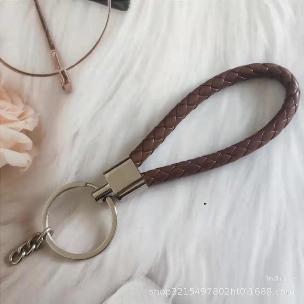 Gevlochten Lederen Touw Sleutelhanger met Poppenhanger - Modieus en Creatief Accessoire