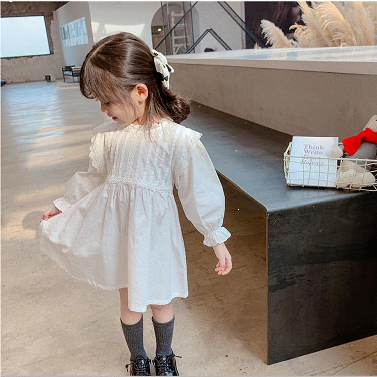Spring 2026 Girls' White Long Sleeve Mori Style Princess Dress - Fresh & Elegant for Small and Medium Children