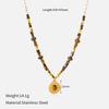 European and American light luxury retro tiger's eye stone necklace women's explosive sweater chain stainless steel collarbone neck chain fashion 