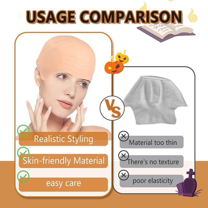 1/2/4Pcs Latex Bald Cap Set For Adults Bald Cap Fancy Dress Cosplay Hat Wig Cap Fake Bald Wig Costume Accessory For Stage Plays