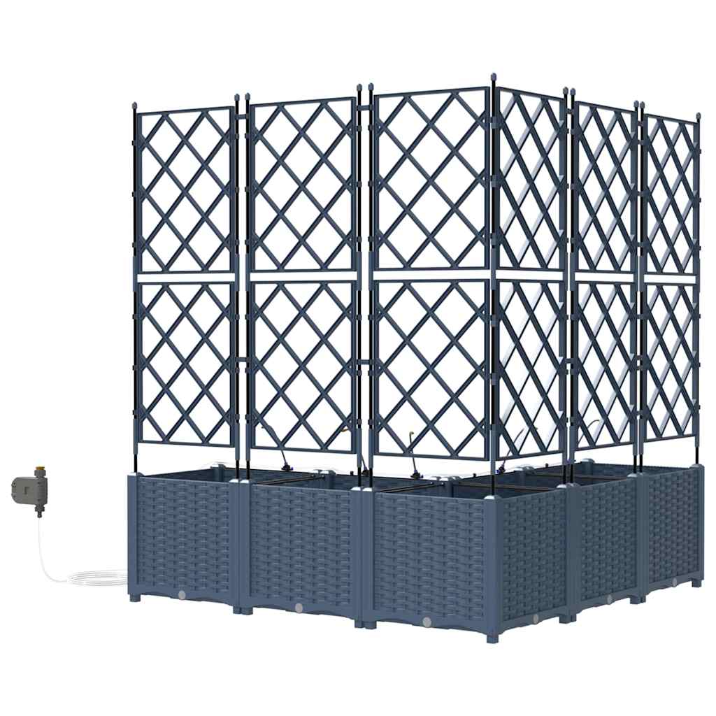 Garden Planter Set 5 Pcs Grey 120 X 120 X 142 Cm Plastic