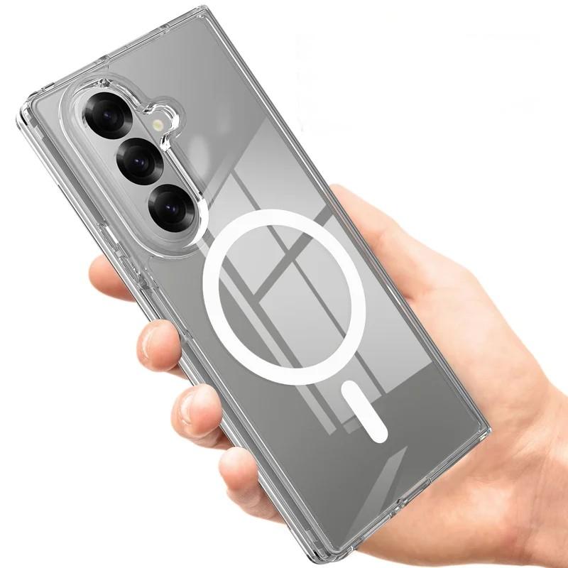 For Samsung Galaxy Z Fold7 5G Clear Case Compatible with MagSafe WANLONFENG LM2 Series Phone Cover (Big Lens Hole)