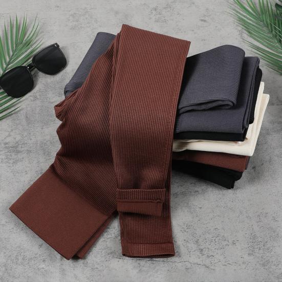 Yüksek Esnekliğe Sahip Yoga Pantolonu Kadın Günlük Pantolon Elastik Yüksek Belli Tek Renk Dar Kesim Dans İş Legging