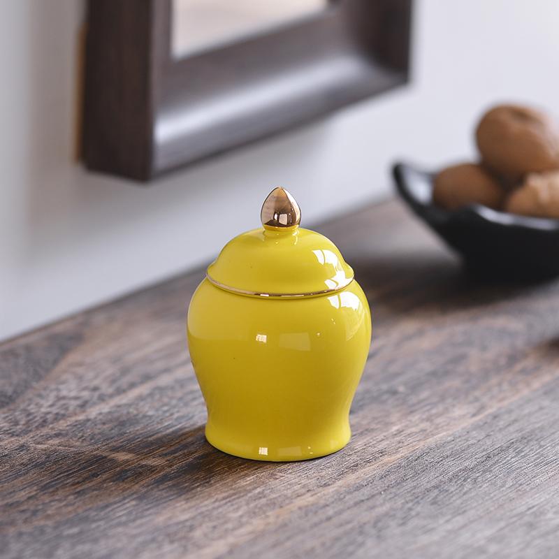 Nordic Mini Ceramic Tea Leaf Jar Fragrant Powder Sealing Portable Travel Small Tea Jar Gilded Porcelain Storage Bottle Container
