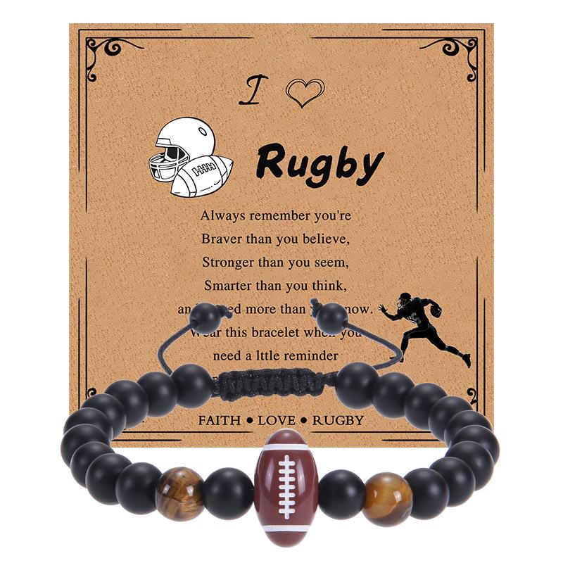 

Sports Style Rugby Matte Stone Braided Bracelet – Coach Football, Tennis, and Basketball Versions Included