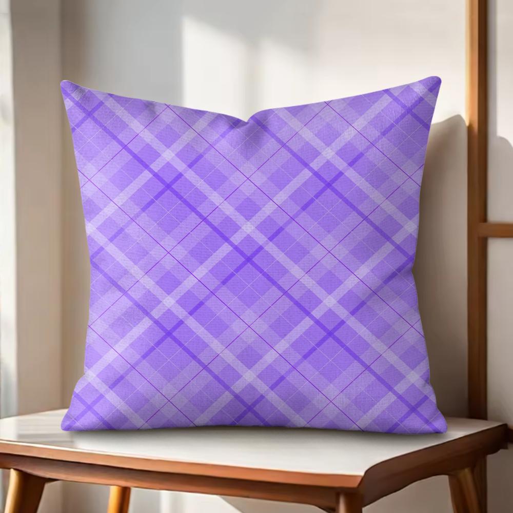 purple diamond pattern Cushion Cover Natural Linen Organic Fabric DoubleSided Printing Couch Pillow Covers Home Decor Gift