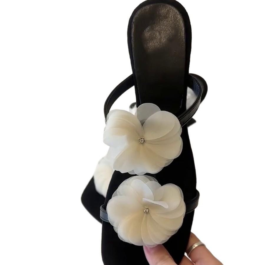 Luo Fansen~ Design di nicchia Sandali con zeppa francese a fiore quadrati con plateau da donna per l'estate