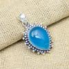 Blauer Chalcedon Edelstein 925 Massiv Sterlingsilber Handgefertigter Schmuck Anhänger Für Thanksgiving Geschenk