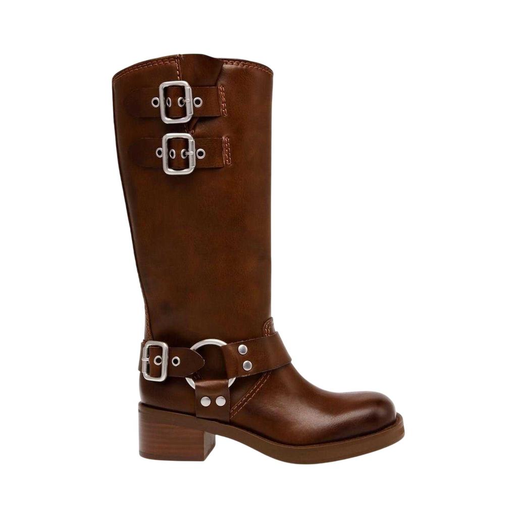 Steve Madden Womens/Ladies Eastern Leather Buckle Detail Motorcycle Boots