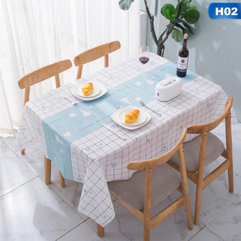 Plastic PVC Rectangula Grid Printed Tablecloth Waterproof Oilproof Kitchen Dining Table Colth Cover Mat Oilcloth Antifouling