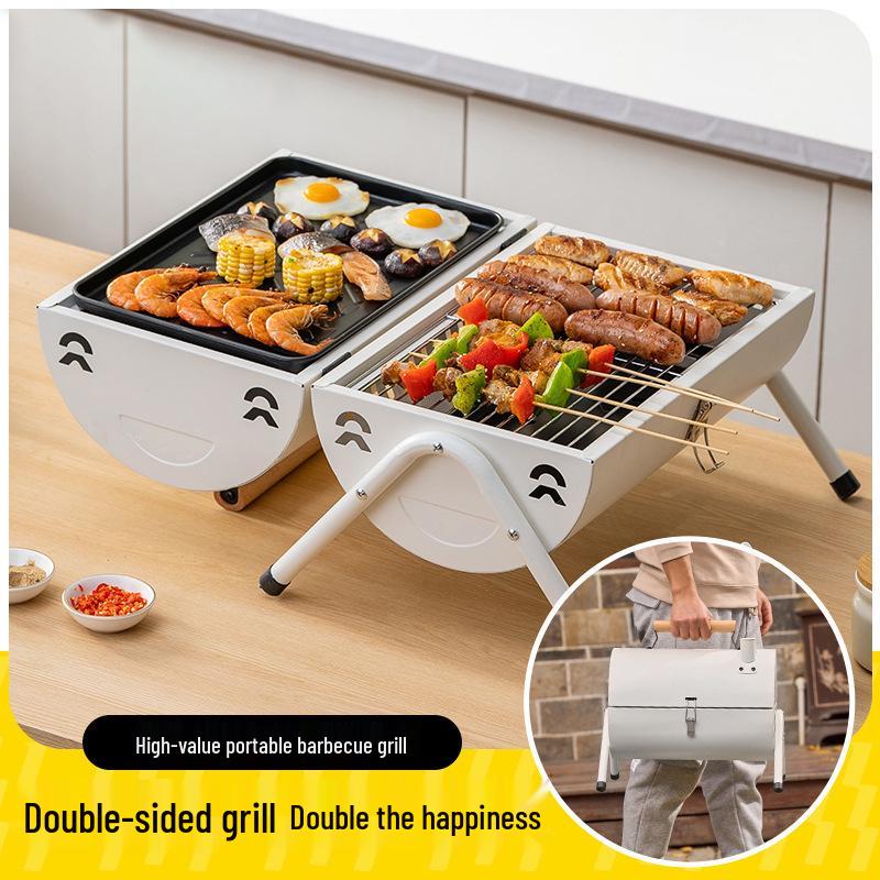 Portable Charcoal Grill Set: Outdoor Camping Barbecue Rack and Tools for Home Use