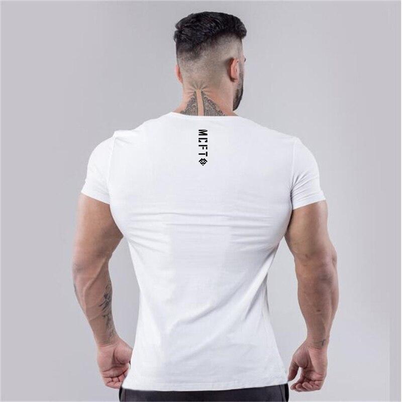 Muscleguys Summer V-neck Gym Clothing Cotton Fitness Short Sleeve T Shirt Men Causal Basic Stylish T-shirt Male Outdoor Sports Tops Tees