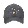 cute pikmin pattern blue Washed Denim Cap Casual Baseball Caps Adjustable Hat Summer Unisex Baseball Hats