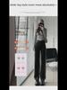 Gradient Black High-Waisted Wide-Leg Jeans for Women - Autumn/Winter Style with Contrasting Colors and Loose, Floor-Length Fit