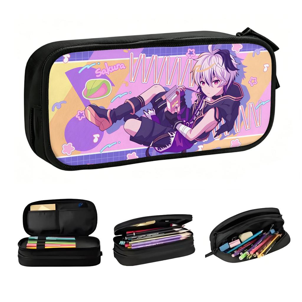 Cute H-Hatsune M-Miku V Flower Pencil Case for Girl Boy Big Capacity Pencil Bag School Accessories