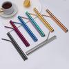 Titanium-Coated 304 Stainless Steel Straws - Colored Metal Straws Set for Coffee, Bubble Tea, & Iced Beverages
