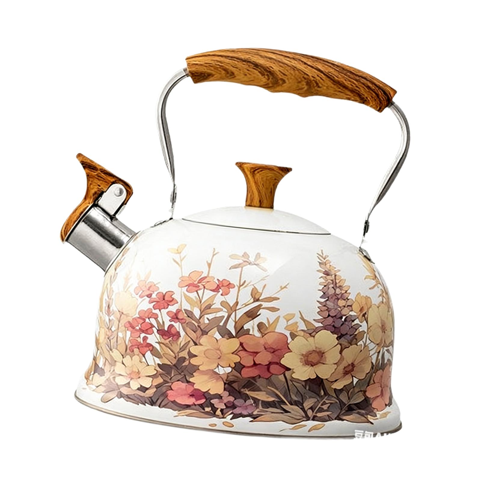 Floral Pattern Whistling Kettle Tea Cooker for Hiking Barbecue Picnic Portable Stove Top Kettle with Whistle разноцветный