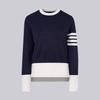 TB Knitted Sweater Women's New Autumn and Winter Same Style Couple's Color Collision Loose College Style Color Blocked Round Neck