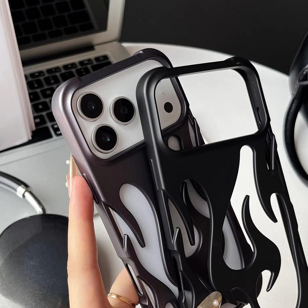 Plating 3D Hollow Out Flame Silicone Case For iPhone 17 Air 16 15 14 13 12 11 Pro Max Plus Heat Dissipation Soft Bumper Cover