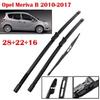 28"+22"+16" Front & Rear Frameless Wiper Blades for Opel Meriva B 2010-2017, Astra J, Zafira C, Insignia A, Vauxhall Meriva B