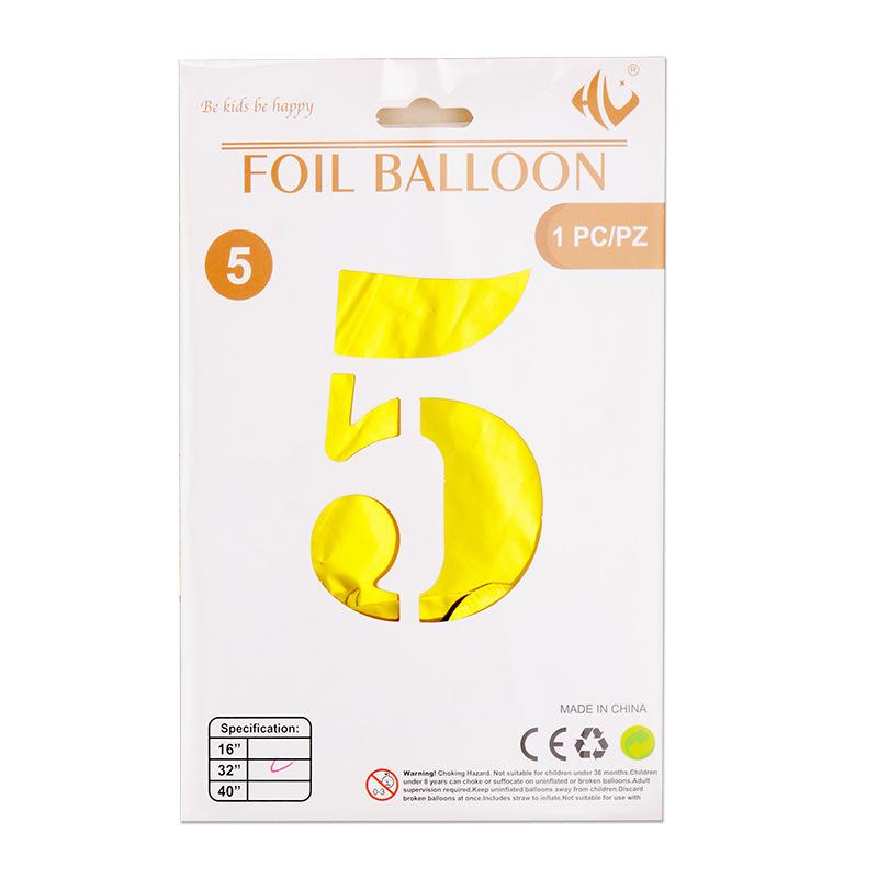40-Inch Digital Aluminum Film Balloon Hardcover Paper Card Independent Packaging 0-9 Large Party Arrangement Aluminum Foil Balloon