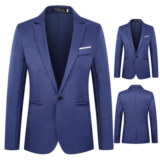 Thin Type Pockets Men Blazer Long Sleeve Single Button Lapel Suit Jacket Male Clothing