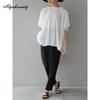 Korean Style Spring Summer Women Casual Loose Blouse Ruffled Collar White Black Pleated Blouse Batwing Sleeve Elegant Office Lady Blouse