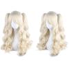 80cm Long Curly Cosplay Wig with 2 Ponytails Women Layered Wigs Pink Blue Gold Curly Wigs  Carnival