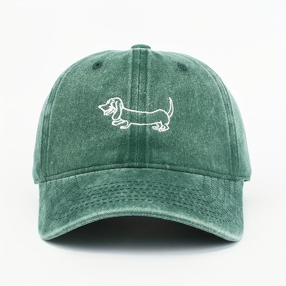 Dog Patterned Embroidered Baseball Cap Men Women Vintage Washed Cotton Hip Hop Streetwear Sun Hats