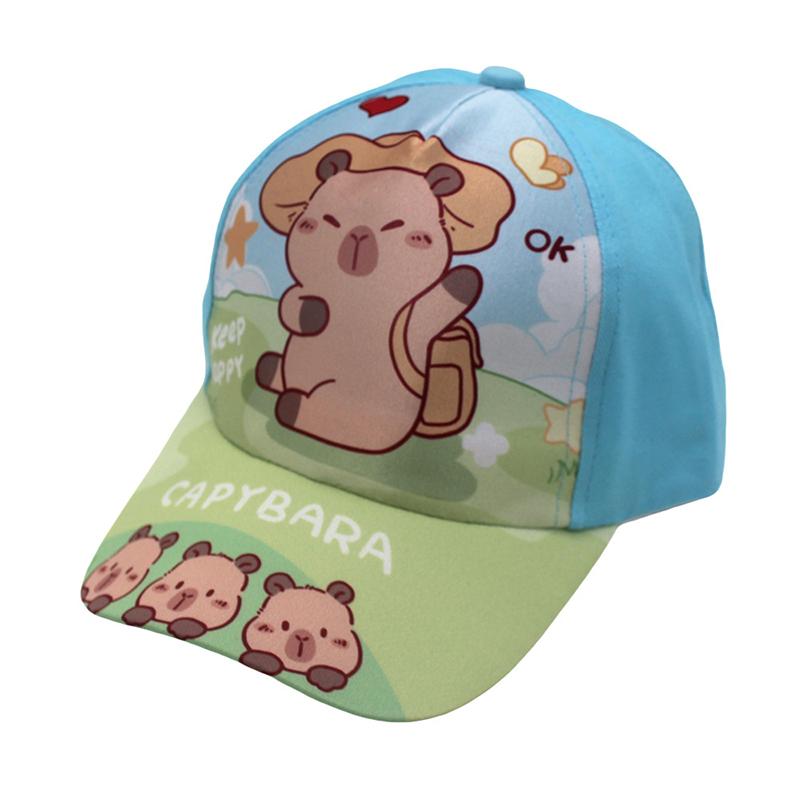 Cartoon Printed Capybara Children Baseball Hat Fashion Versatile Hat For Boys Girls Cute Outdoor Sunshade Peaked Cap Gifts