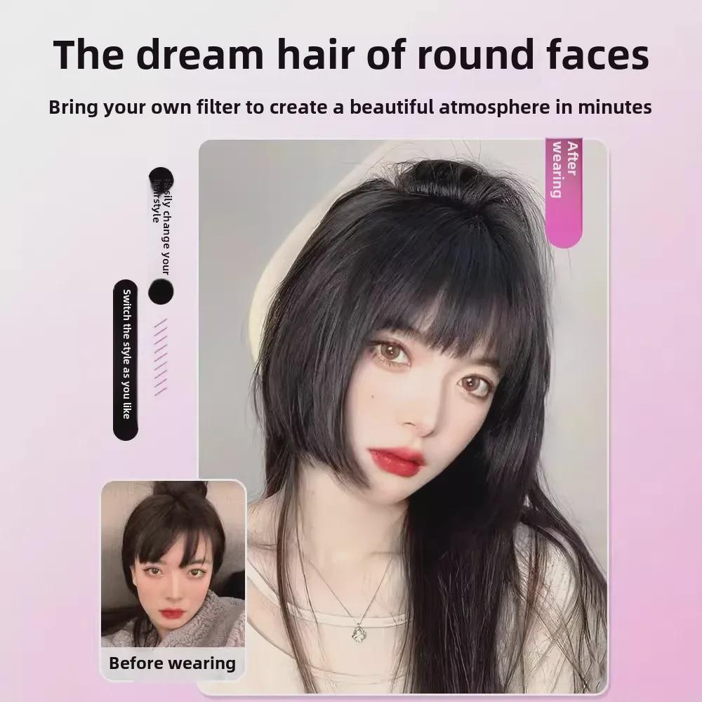 "Japanese Lolita Princess Cut Black Long Straight Wig for Women"