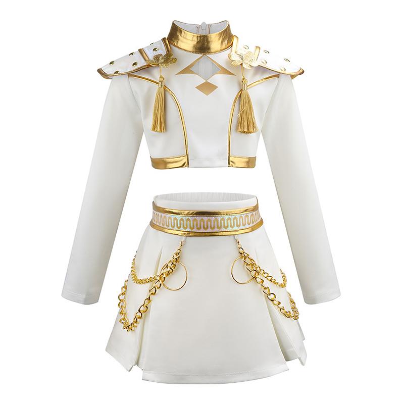 Kids Girls Kpop Hunter Singer Costume Halloween Carnival Stage Performance Cosplay Costume 3-piece Halloween Party Costume Set