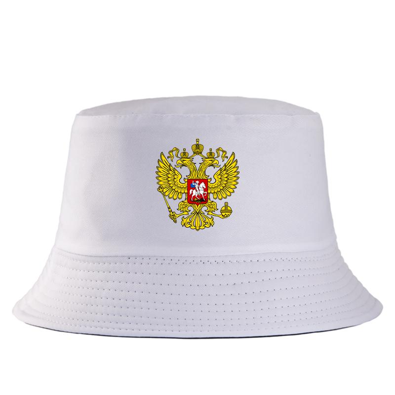 Russian State Emblem Bucket Hat Golden Double Headed Eagle Print FisherUnisex Cap Unisex Outdoor Casual Sun Hat Summer Cotton Hat