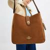 Coach Hadley 25 Metallic Logo Suede Shoulder Bag Women Shoulder Bag Brown CW004-IMXAF