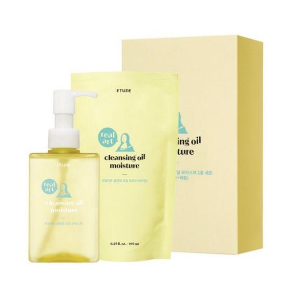 ETUDE Real Art Moisture Cleansing Oil Set Deep Makeup Remover (185ml + Refill 185ml)